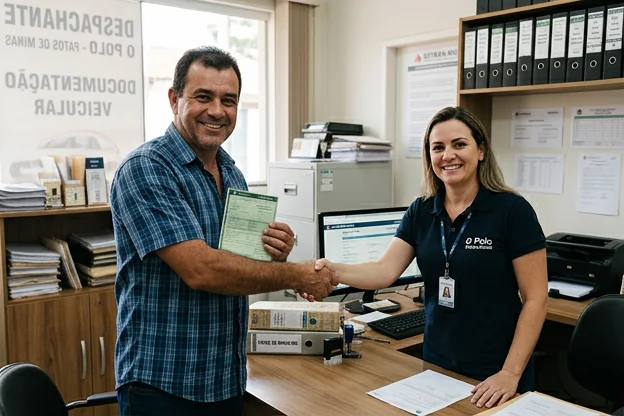Cliente satisfeito após utilizar serviços de despachante.